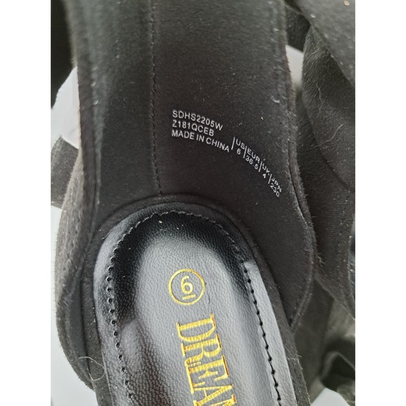 NWOB Dream Pairs Black Suede 5.5" High block heel ankle wrap dressy sandals 6 - Picture 8 of 9